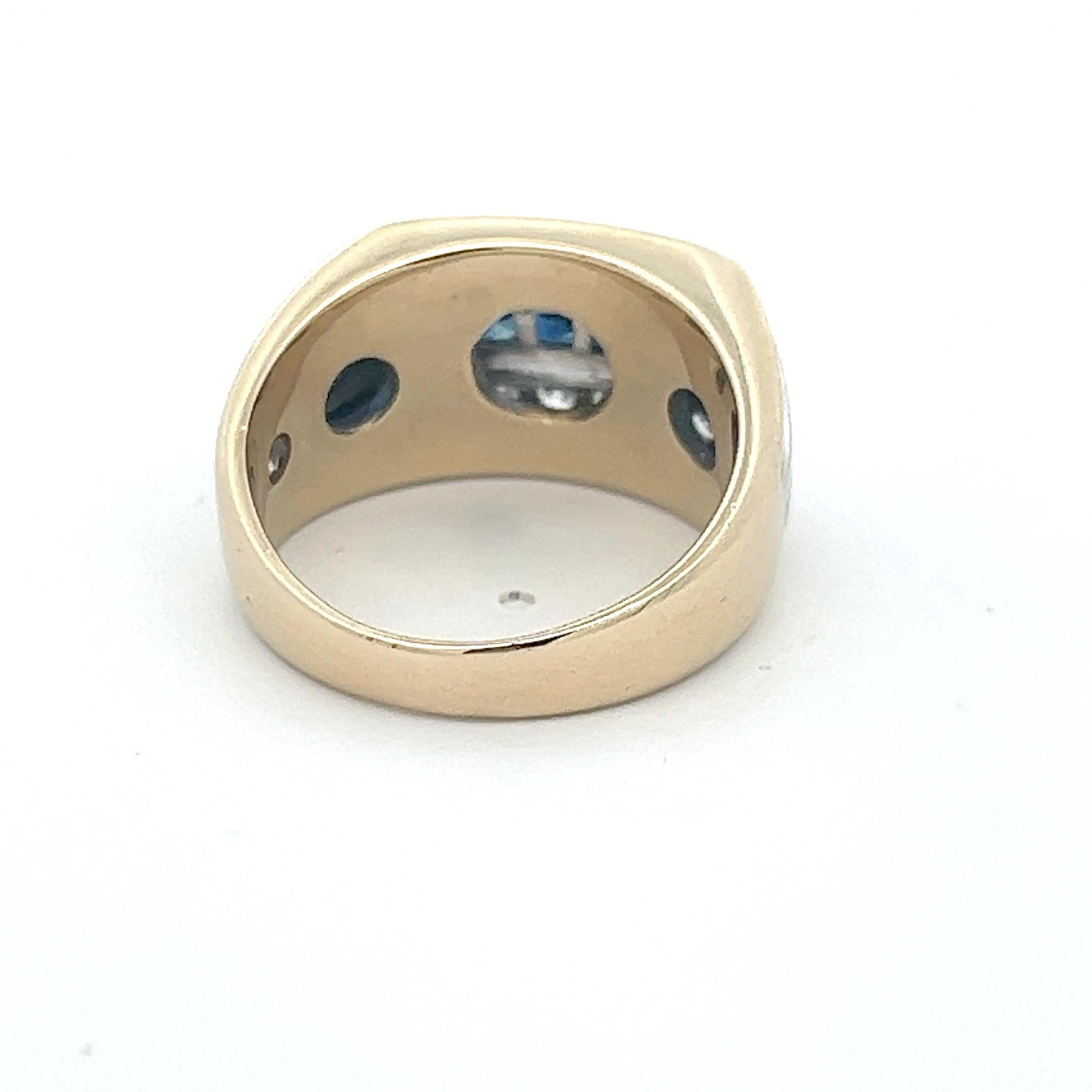 Men's 14k Diamond Sapphire Ring