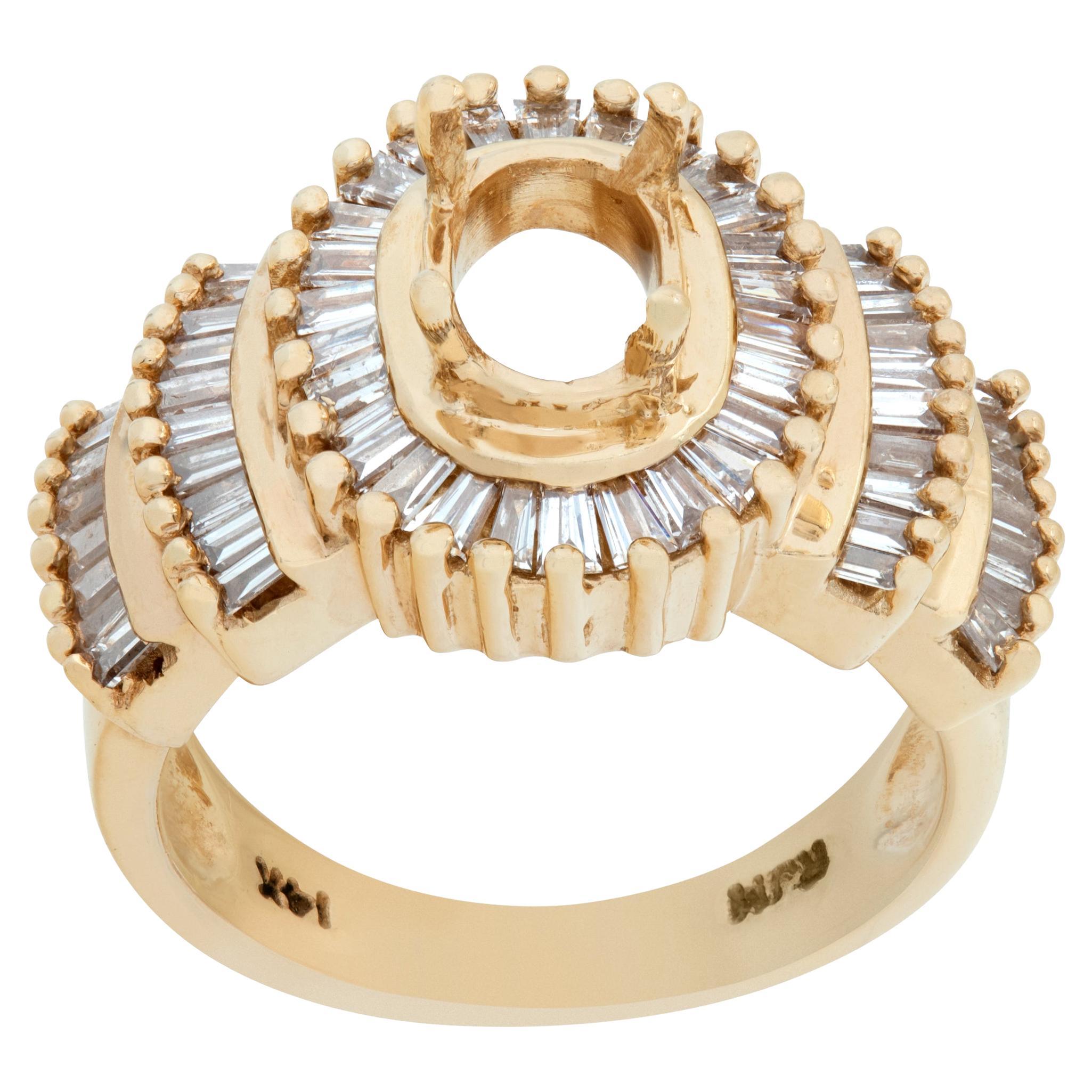 Incastonatura di diamanti 14k con diamanti baguette da circa 0,5 carati in vendita