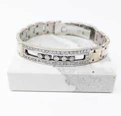 14k Diamond Slider Bracelet Solid White Gold Men's Chain Link Italy Italian