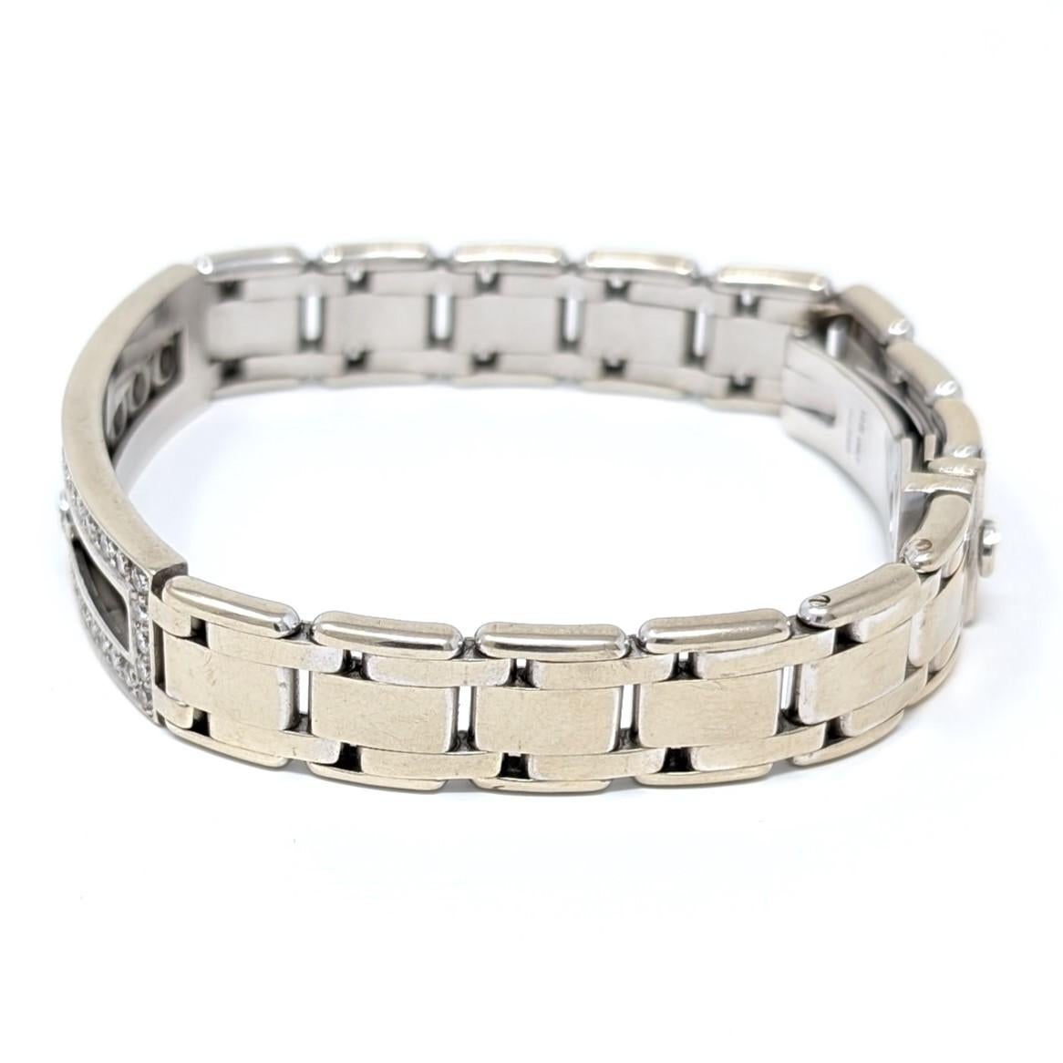 14k Diamond Slider Bracelet Solid White Gold Men's Chain Link Italy Italian For Sale 1
