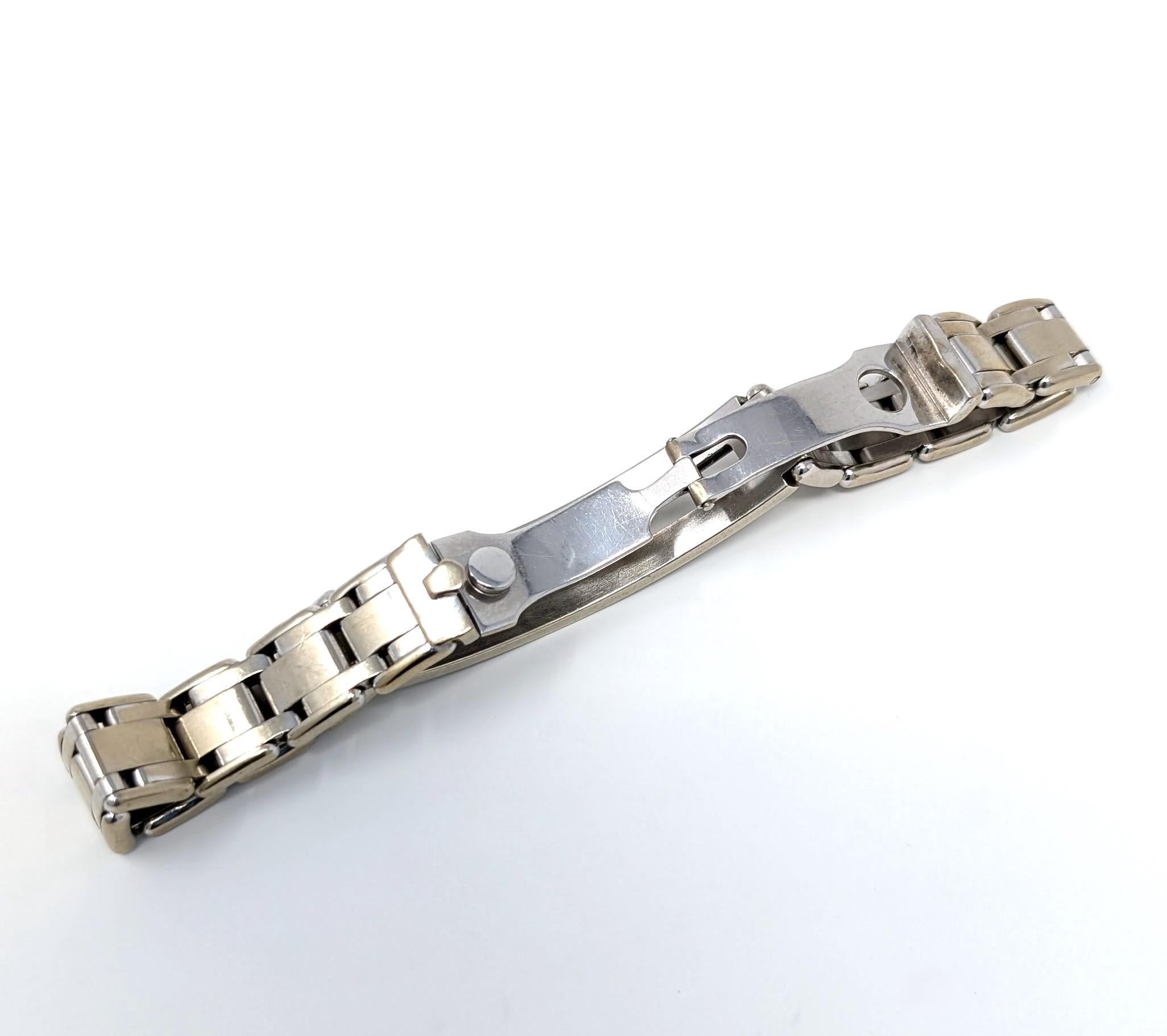 14k Diamond Slider Bracelet Solid White Gold Men's Chain Link Italy Italian For Sale 3