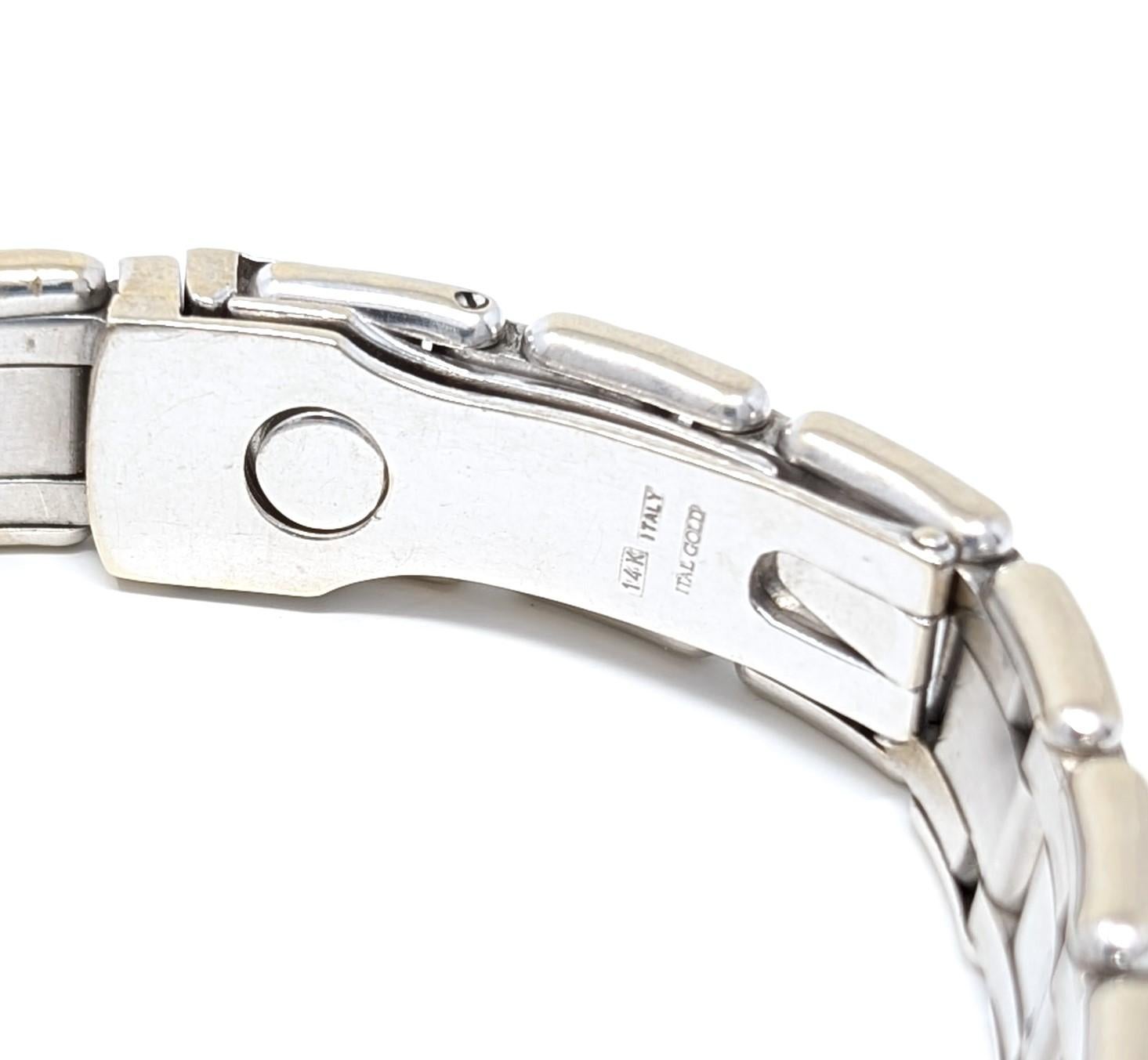 14k Diamond Slider Bracelet Solid White Gold Men's Chain Link Italy Italian For Sale 4