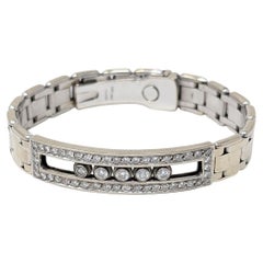 14k Diamond Slider Bracelet en or blanc massif pour hommes Chaîne Link Italy Italian
