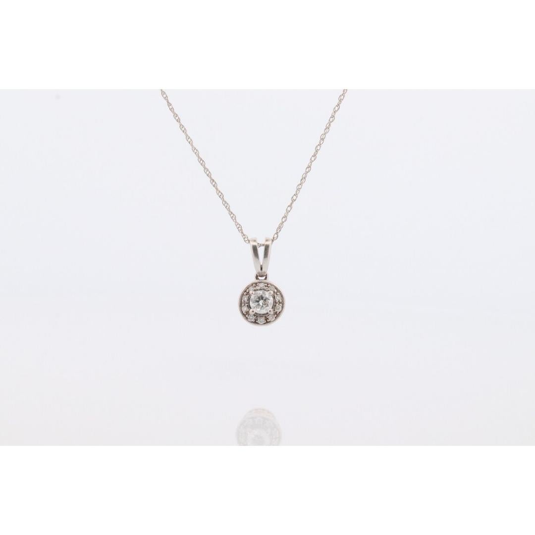 Colgante Halo de Diamante Solitario de 14 quilates. Oro blanco de 14 quilates y oro amarillo de 24 quilates incrustado en venta 2