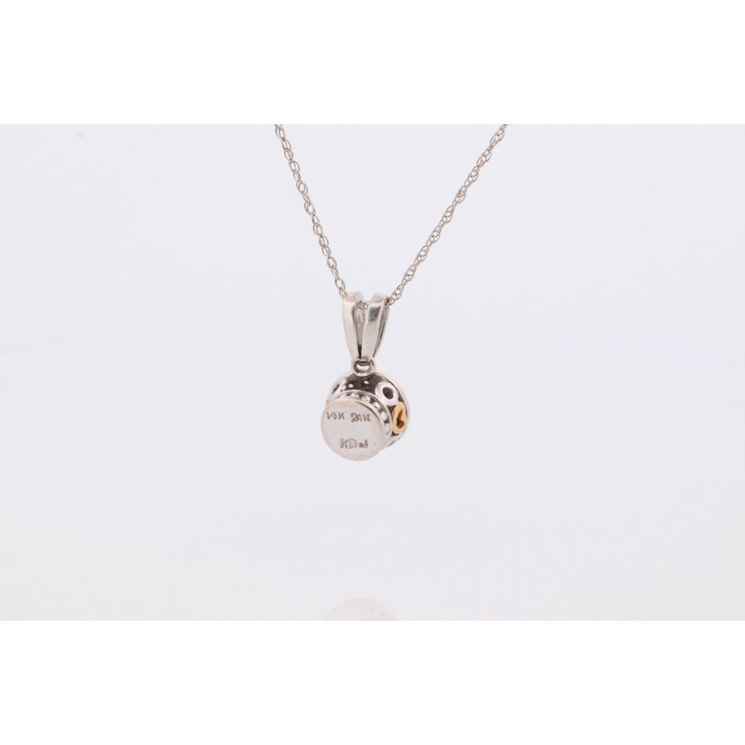 Colgante Halo de Diamante Solitario de 14 quilates. Oro blanco de 14 quilates y oro amarillo de 24 quilates incrustado en venta 4