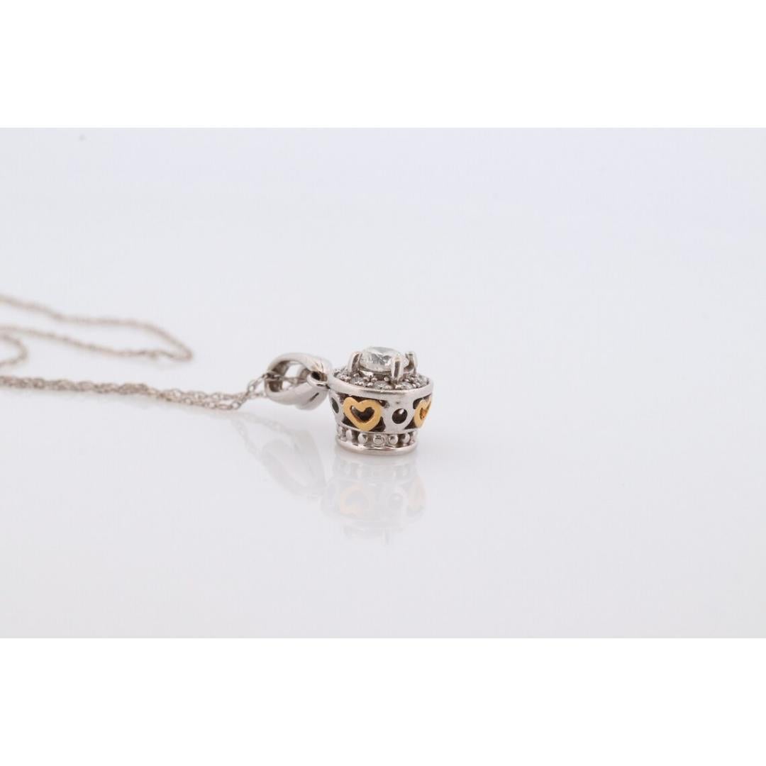 Colgante Halo de Diamante Solitario de 14 quilates. Oro blanco de 14 quilates y oro amarillo de 24 quilates incrustado en venta 5