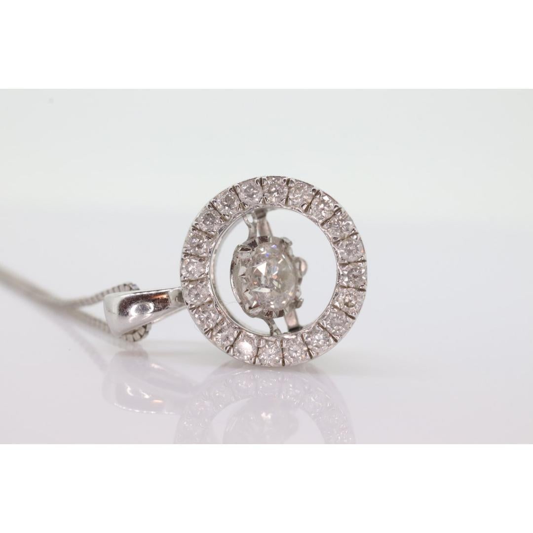Colgante Halo Solitario de Diamantes 14k. Colgante Diamante Feliz. Total 1ctw Diamante en venta 2