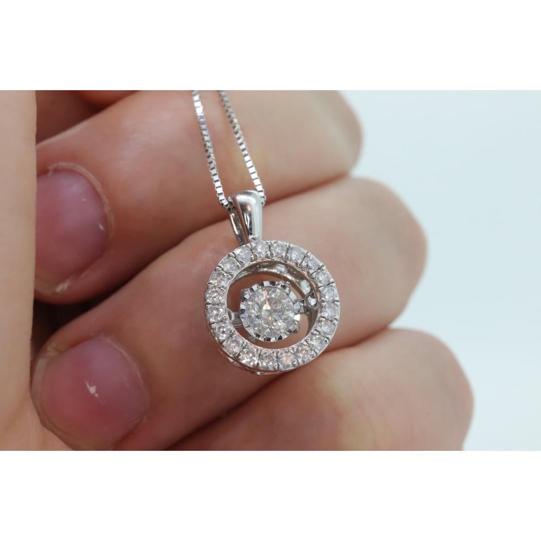 Colgante Halo Solitario de Diamantes 14k. Colgante Diamante Feliz. Total 1ctw Diamante en venta 3