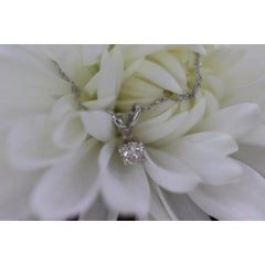 14k Diamond Solitaire Pendant. 14k White gold wheat necklace