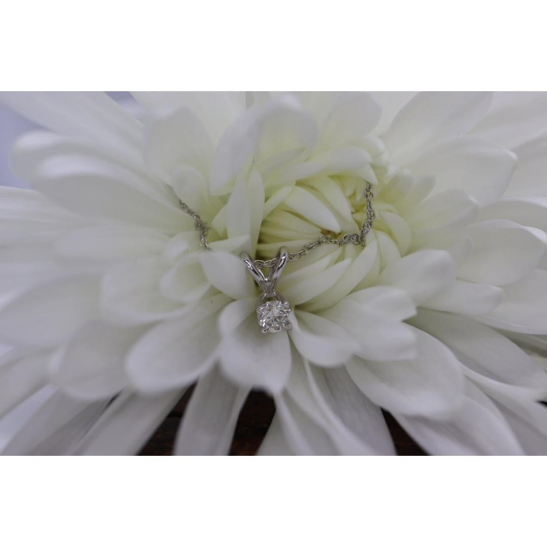 14k Diamond Solitaire Pendant. 14k White gold wheat necklace In Good Condition For Sale In Port Charlotte, FL