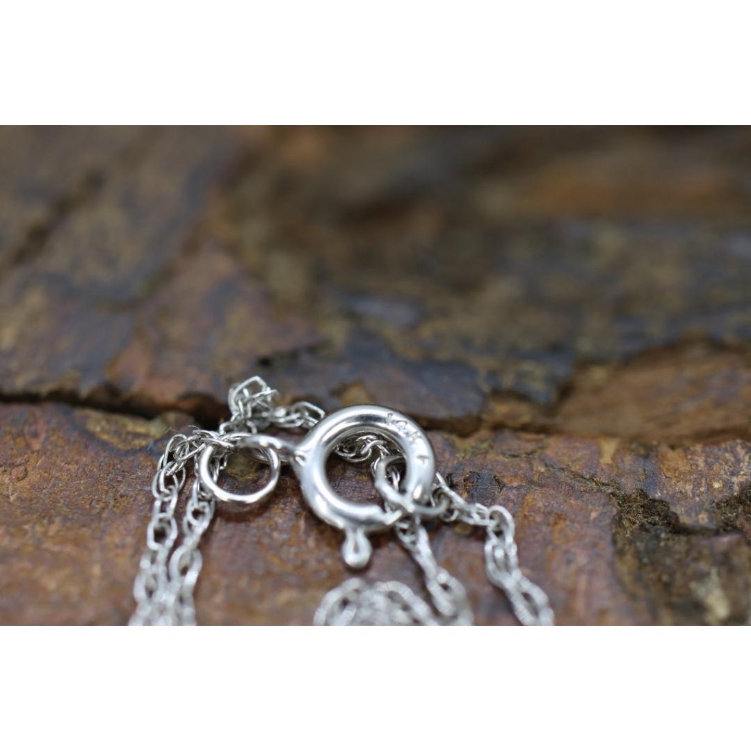 14k Diamond Solitaire Pendant. 14k White gold wheat necklace For Sale 2