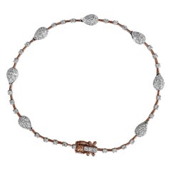 14K Diamond Station Bracelet Diamond Cluster Bracelets Diamond Pear Pave Cluster