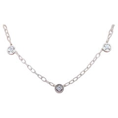 14k Diamant Station Halskette Frauen 18in Weißgold Minimalistisch Zierlich Chic