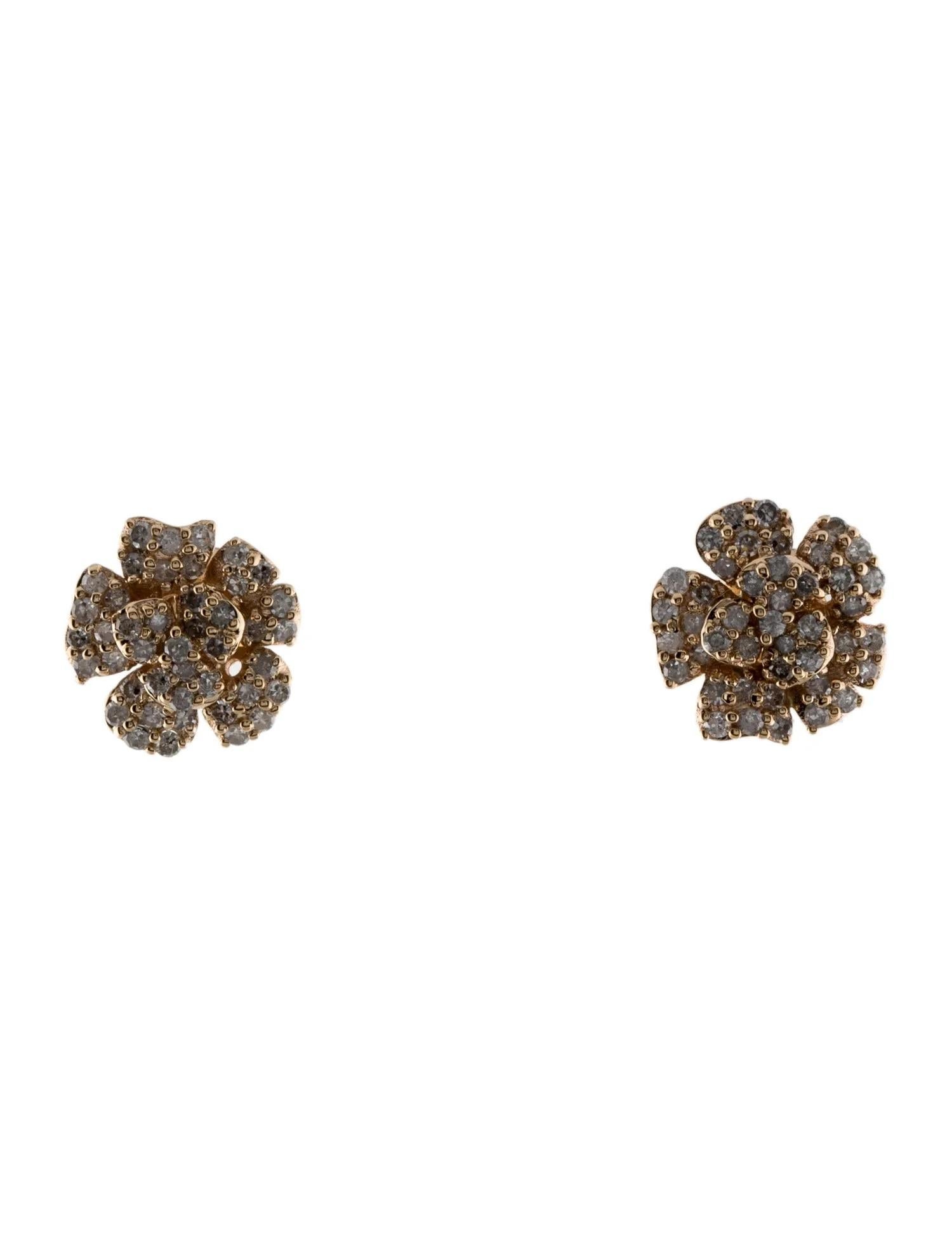 Single Cut 14K Diamond Stud Earrings - Classic Elegance in Yellow Gold, 0.63 Carats For Sale