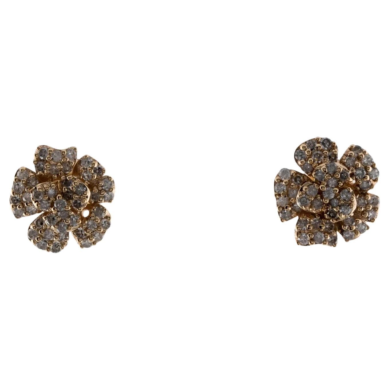 14K Diamond Stud Earrings - Classic Elegance in Yellow Gold, 0.63 Carats For Sale