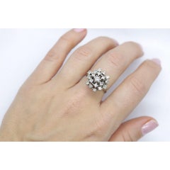 14k Diamond SunBurst STARBURST Round Flower Ring. Round Diamond cluster waterfal