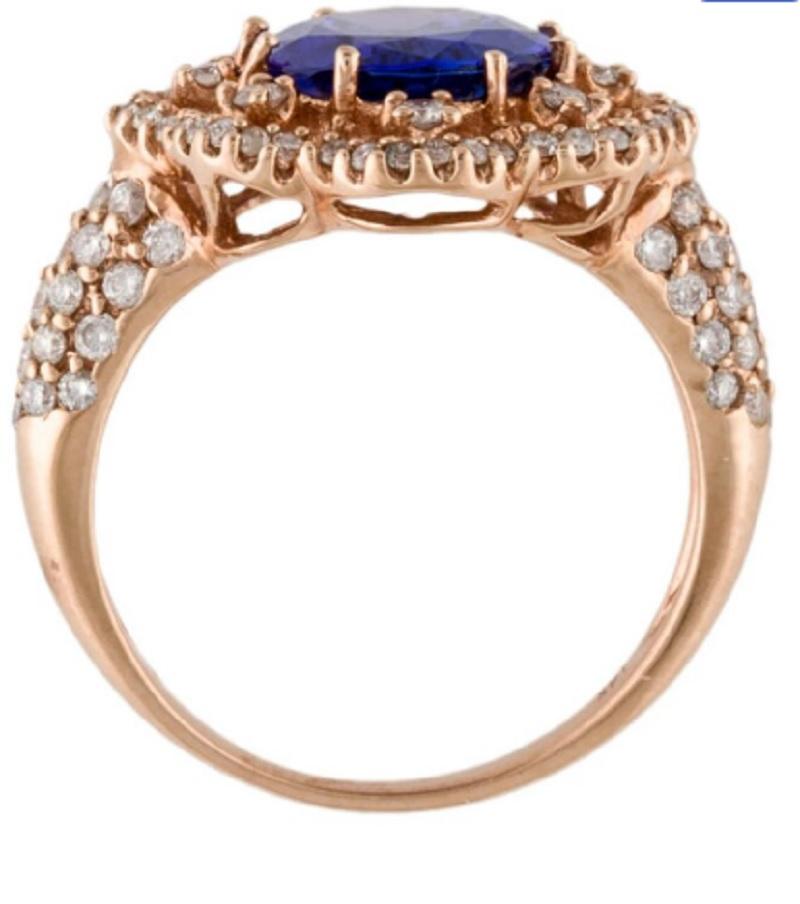 14k Diamond & Tanzanite Cocktail Ring In New Condition For Sale In New York, NY