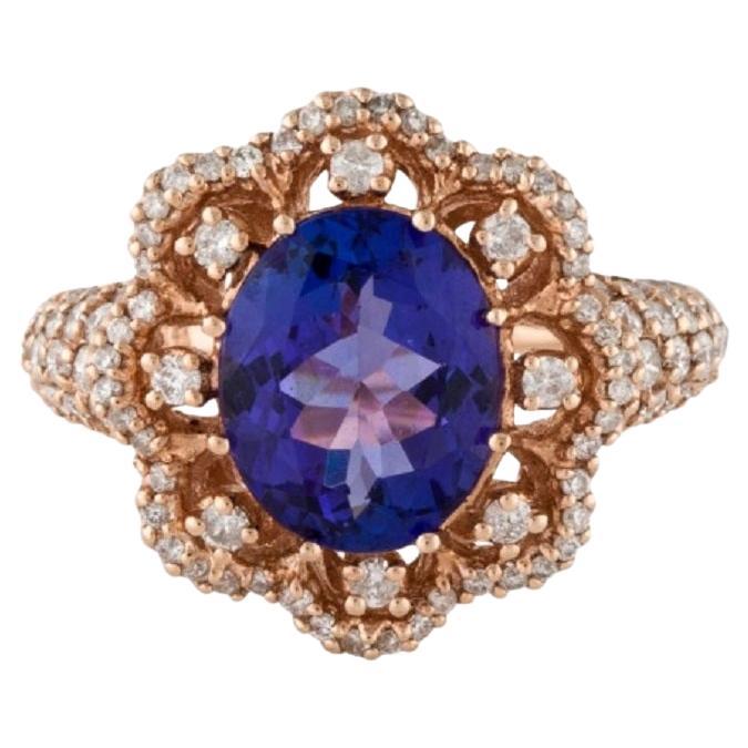 14k Diamond & Tanzanite Cocktail Ring For Sale