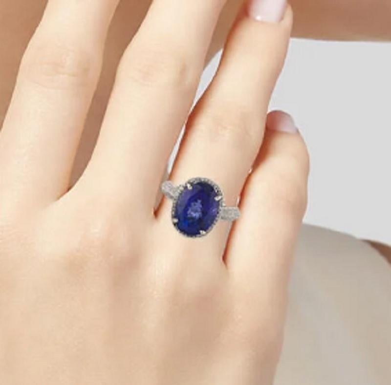 Round Cut 14k Diamond & Tanzanite Spectacular Cocktail Ring For Sale