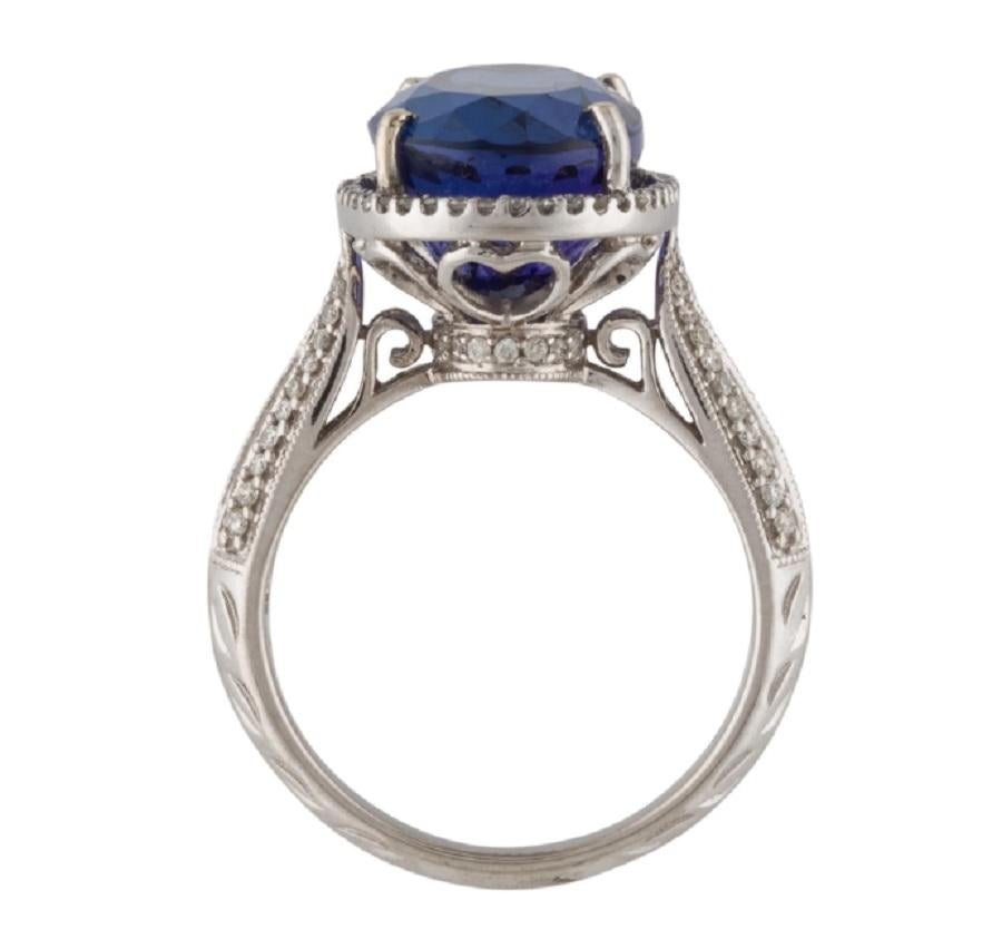 14k Diamond & Tanzanite Spectacular Cocktail Ring In New Condition For Sale In New York, NY