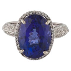 Spectaculaire bague de cocktail en diamants et tanzanite 14 carats