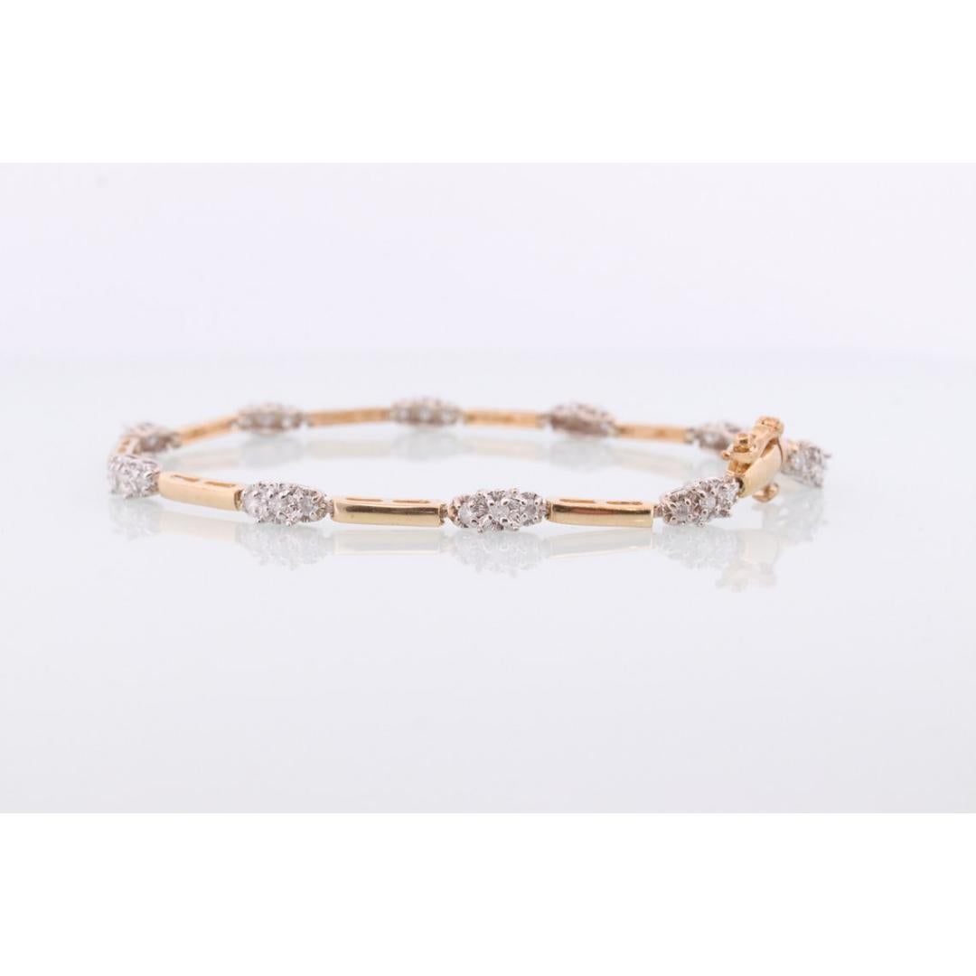 14k Diamond Tennis Bracelet 14k 3 Stone round diamond Tennis bracelet. 7g 7.25in In Good Condition In Port Charlotte, FL
