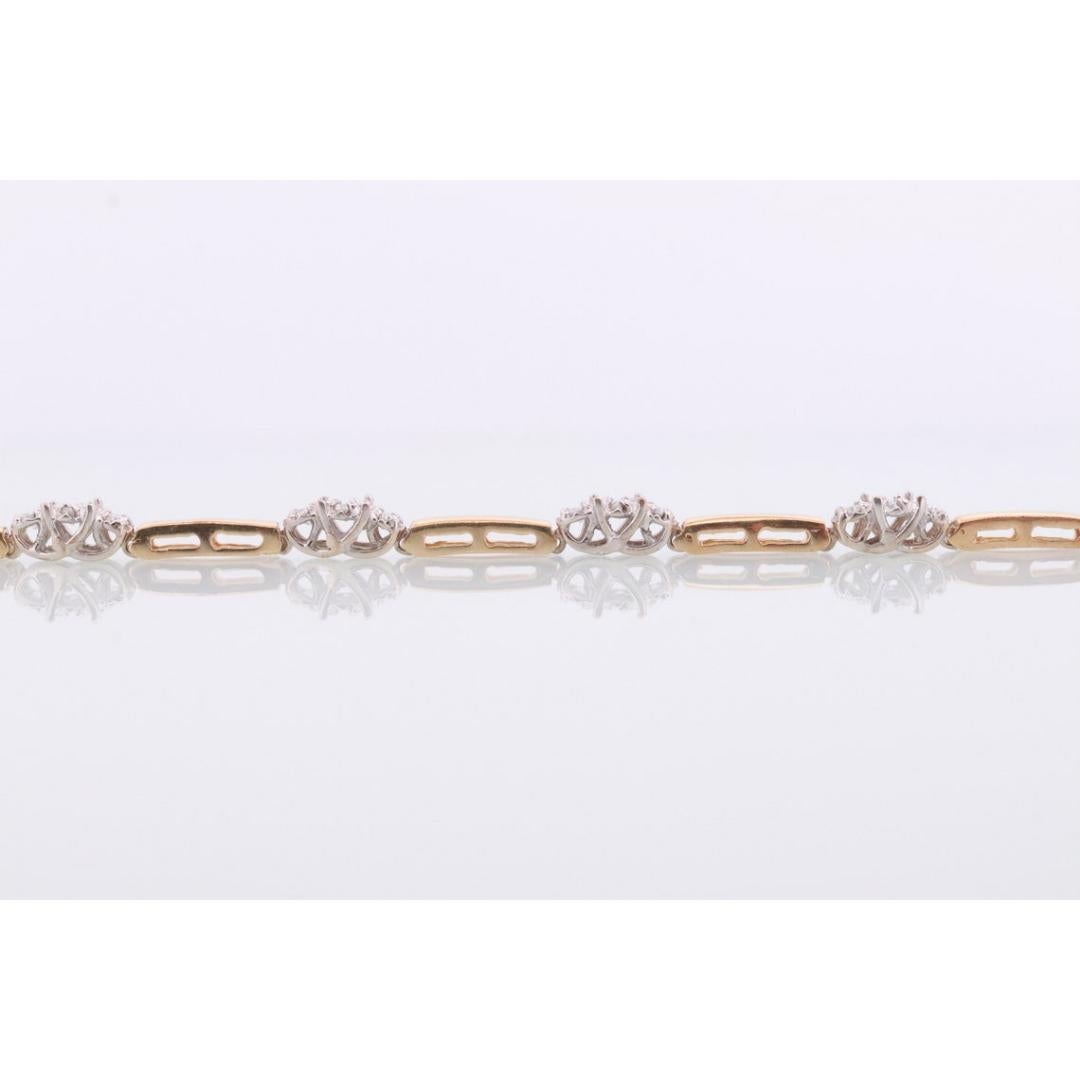 Women's 14k Diamond Tennis Bracelet 14k 3 Stone round diamond Tennis bracelet. 7g 7.25in