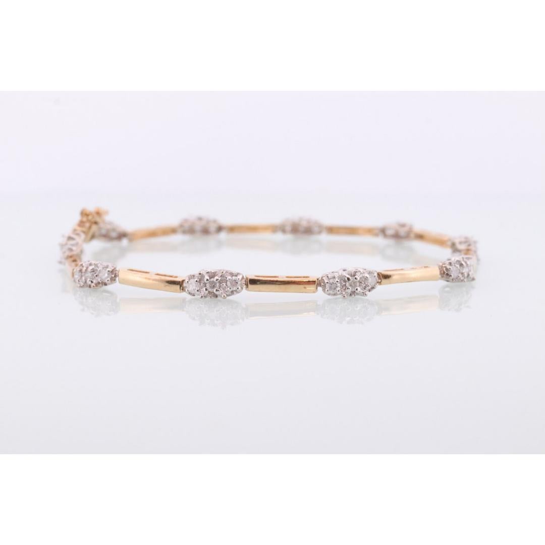 14k Diamond Tennis Bracelet 14k 3 Stone round diamond Tennis bracelet. 7g 7.25in 2