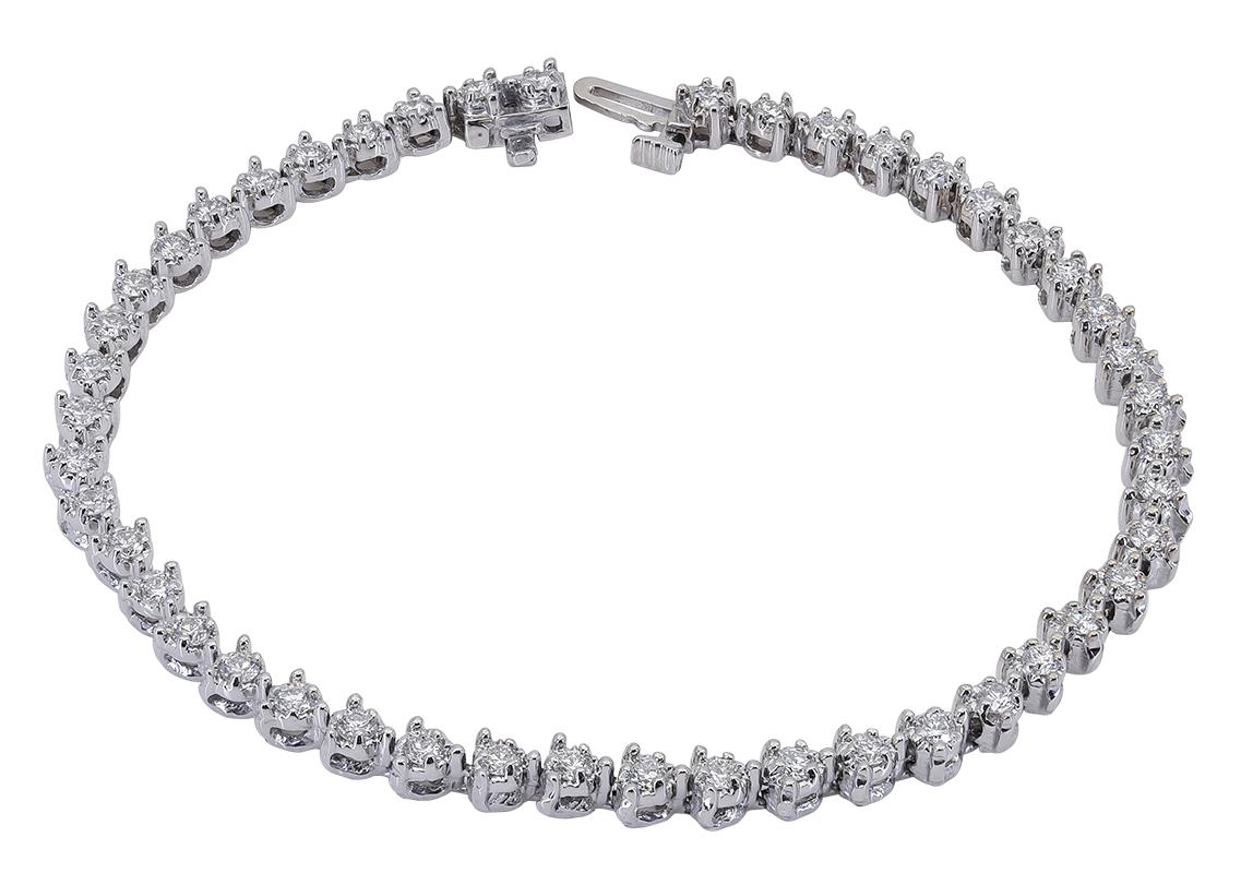 Contemporary 14K Diamond Tennis Bracelet