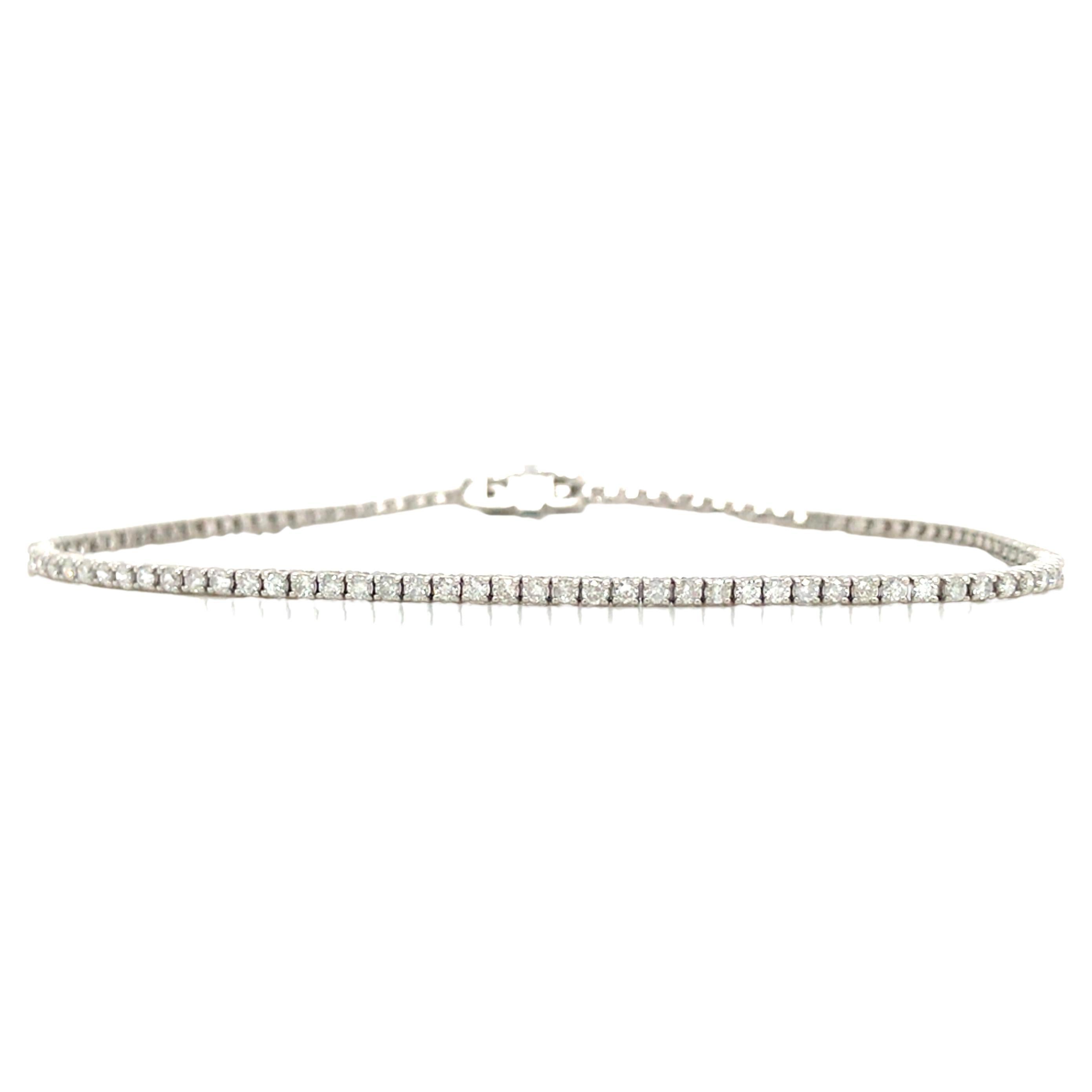 Ladies 14K White Gold 5.13Ct Diamond Tennis Bracelet For Sale at 1stDibs