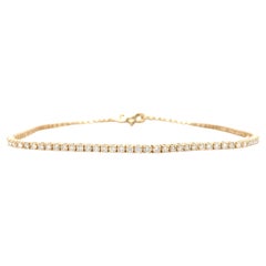 14 Karat dünnes Tennisarmband aus Gelbgold mit Diamanten