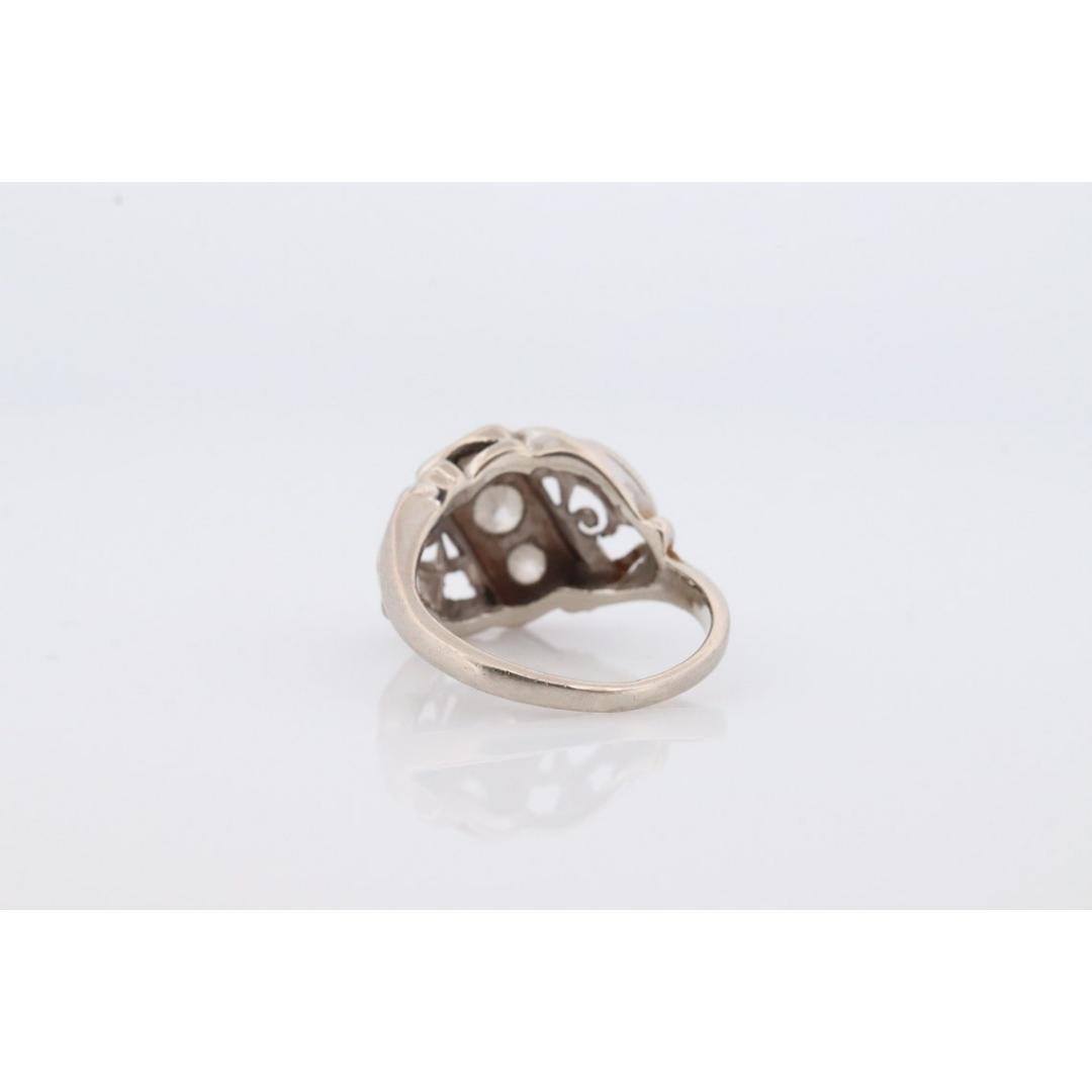 14k Diamant-Bomber-Ring mit drei Steinen. GOTHIC Edwardianische Diamant-Cluster-Trilogie für Damen oder Herren im Angebot