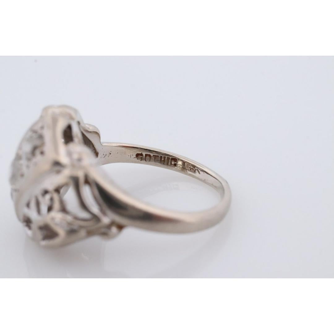 14k Diamant-Bomber-Ring mit drei Steinen. GOTHIC Edwardianische Diamant-Cluster-Trilogie im Angebot 1