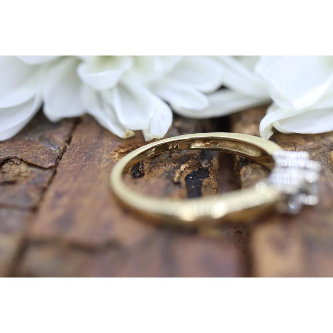 14k Diamond trio ring. 3 stone Diamond .36tcws Ring. Engagement Ring. Solitaire In Good Condition For Sale In Port Charlotte, FL