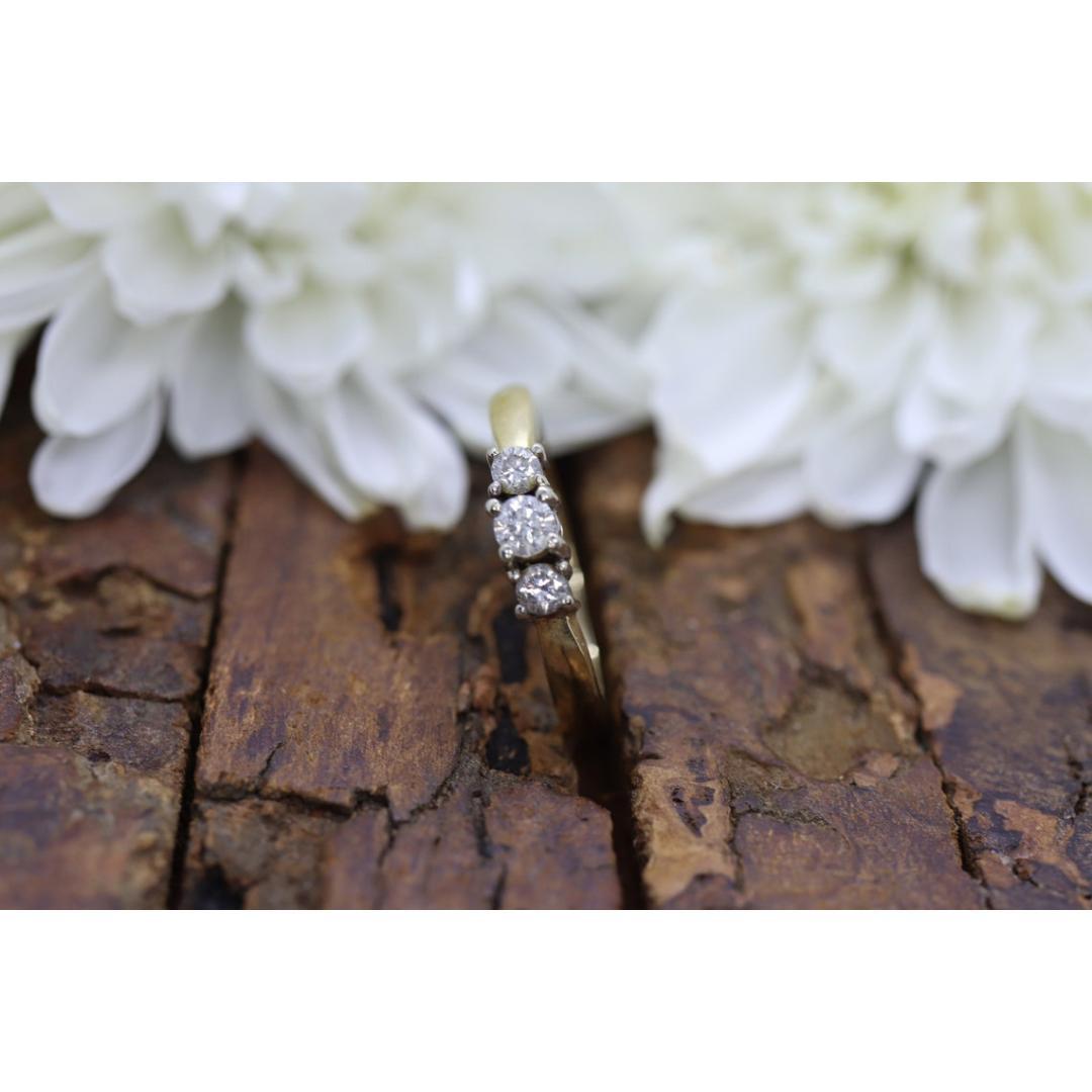 Women's 14k Diamond trio ring. 3 stone Diamond .36tcws Ring. Engagement Ring. Solitaire For Sale