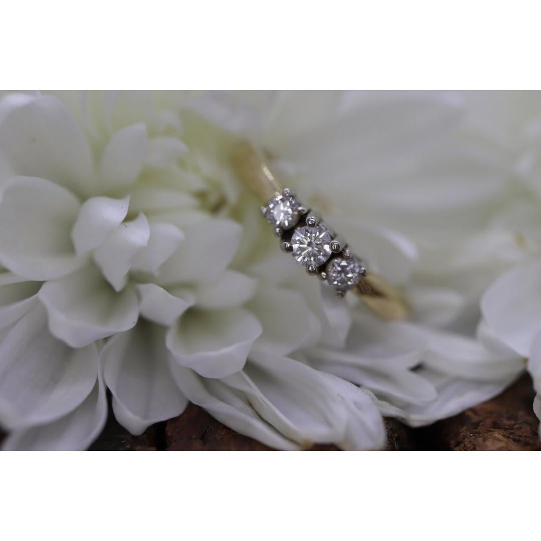 14k Diamond trio ring. 3 stone Diamond .36tcws Ring. Engagement Ring. Solitaire For Sale 2