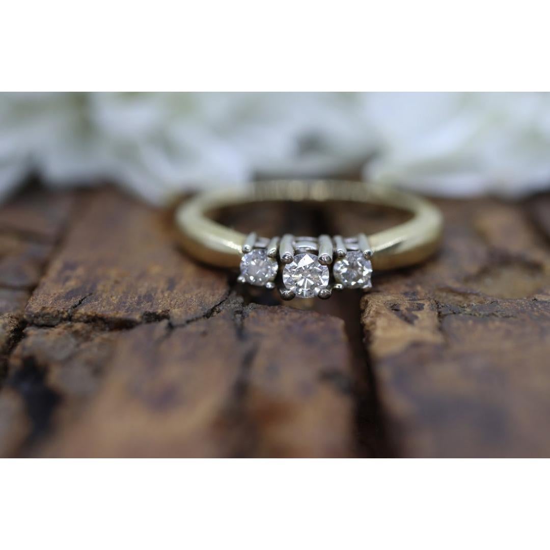 14k Diamond trio ring. 3 stone Diamond .36tcws Ring. Engagement Ring. Solitaire For Sale 4