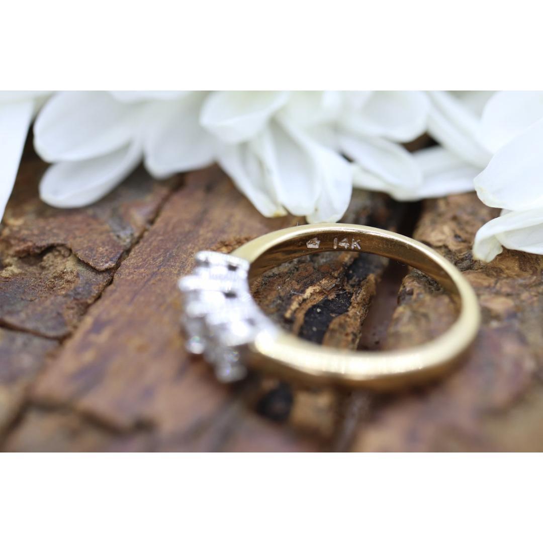 14k Diamond trio ring. 3 stone Diamond .58tcws Ring. Engagement Ring. Solitaire For Sale 5