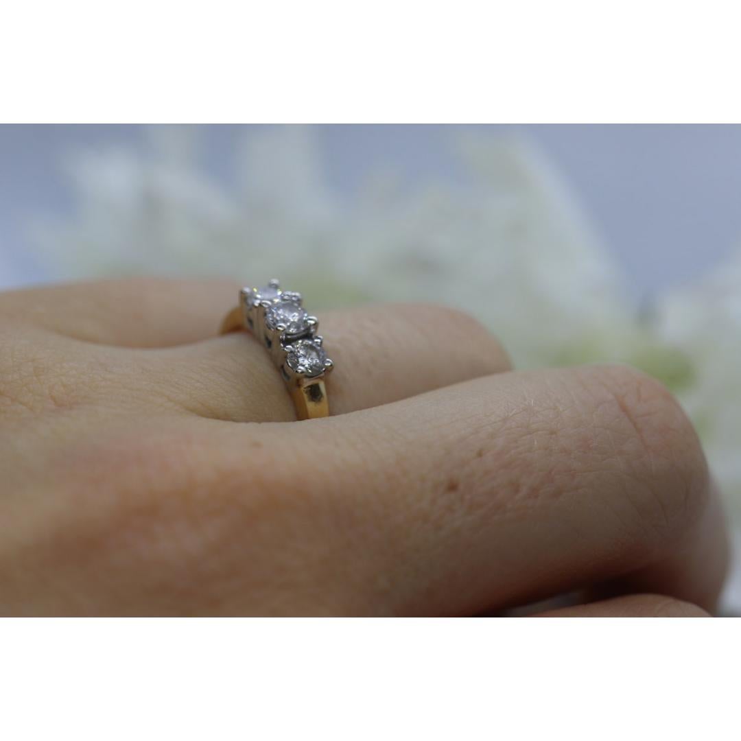 14k Diamond trio ring. 3 stone Diamond .58tcws Ring. Engagement Ring. Solitaire For Sale 6