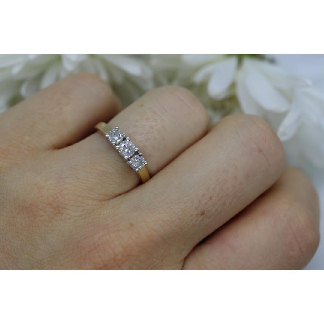 14k Diamond trio ring. 3 stone Diamond .58tcws Ring. Engagement Ring. Solitaire For Sale 1