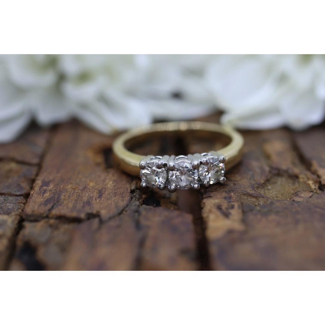 14k Diamond trio ring. 3 stone Diamond .58tcws Ring. Engagement Ring. Solitaire For Sale 3