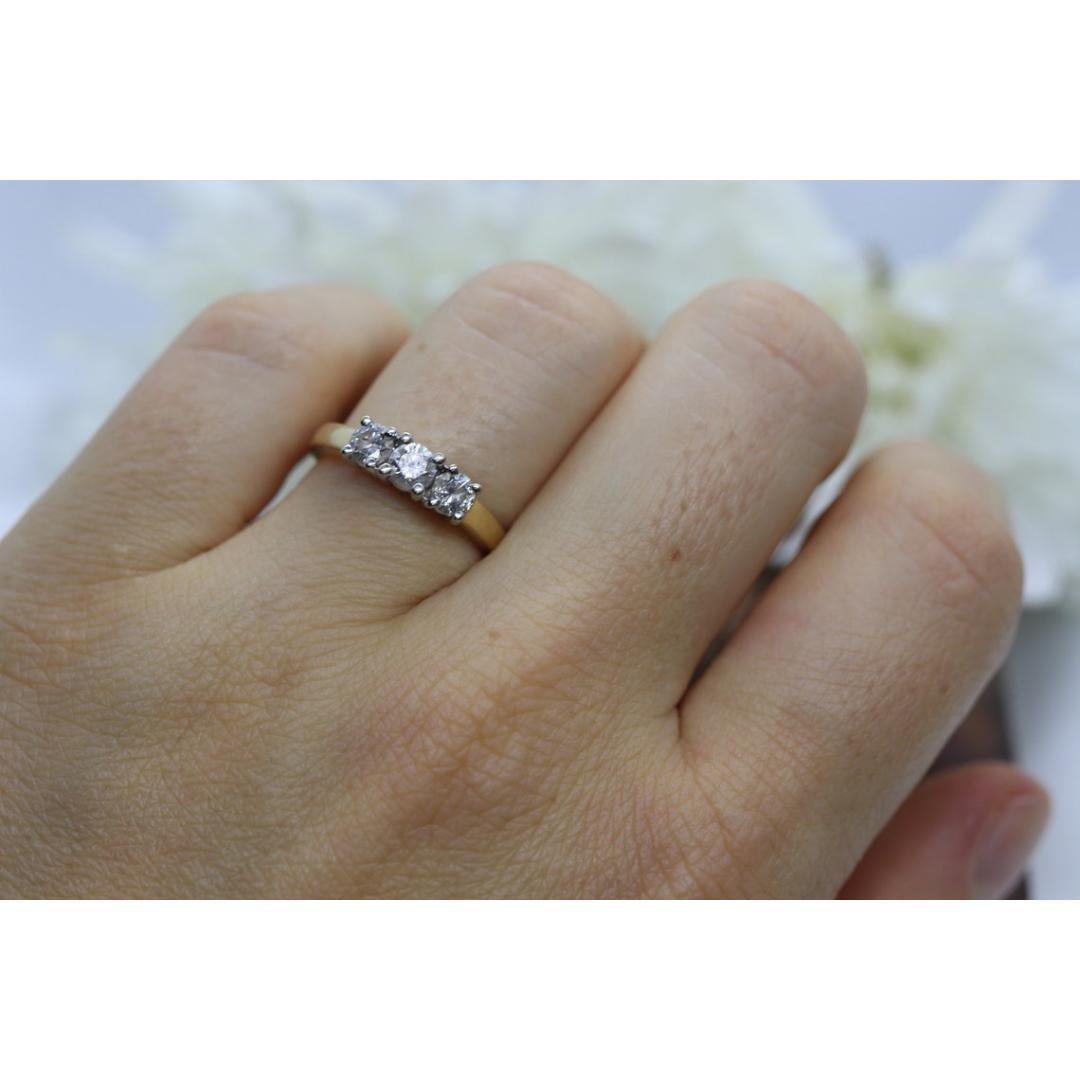 14k Diamond trio ring. 3 stone Diamond .58tcws Ring. Engagement Ring. Solitaire For Sale 4
