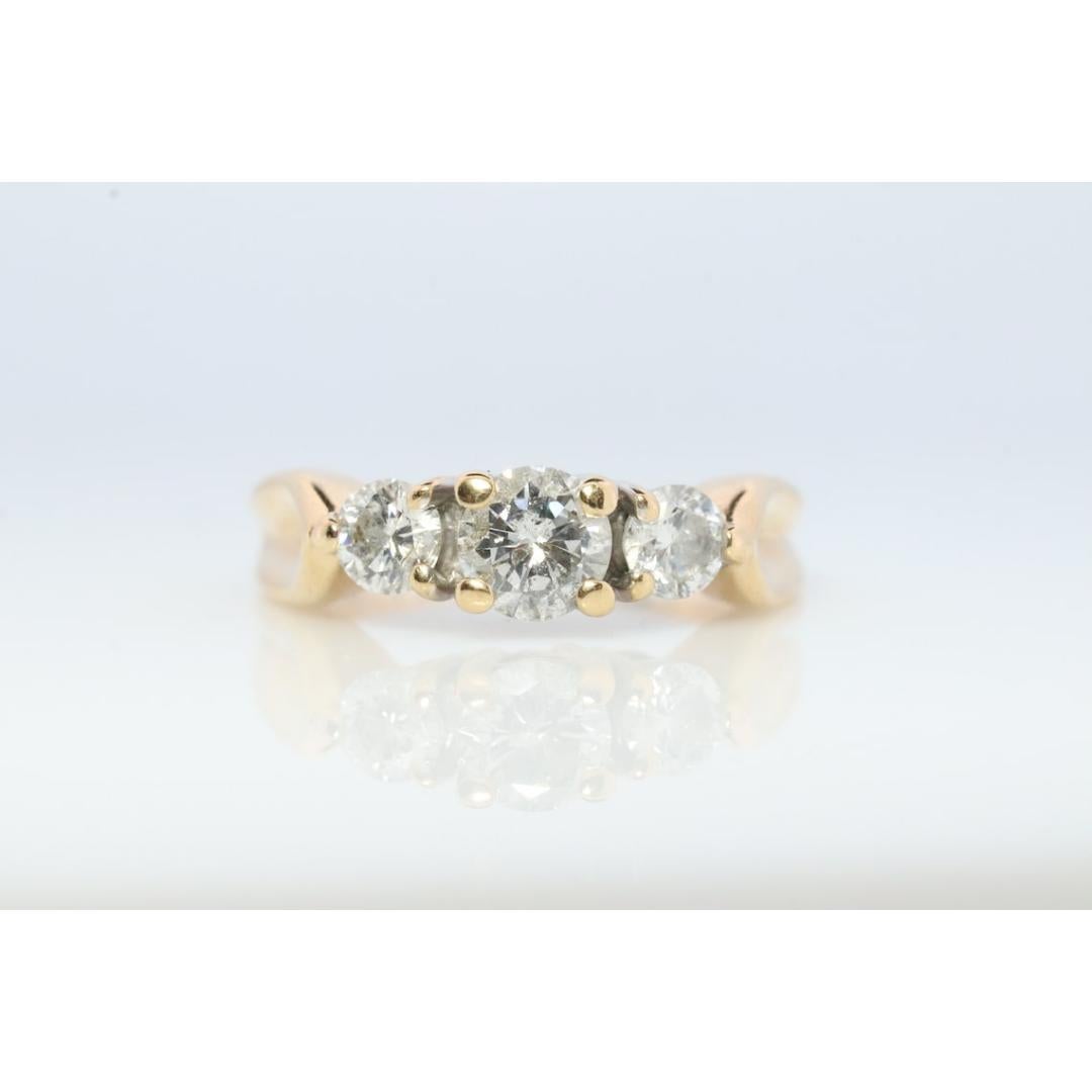 14k Diamant-Trio-Ring von Leo Schachter Co. LSC. TRILOGY 3 Stein Diamant 3/4ct im Angebot 5