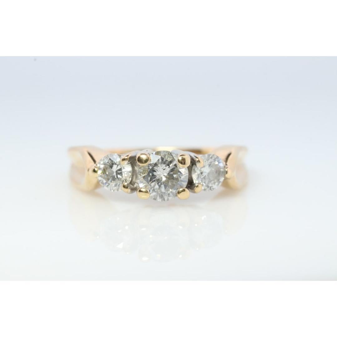 14k Diamant-Trio-Ring von Leo Schachter Co. LSC. TRILOGY 3 Stein Diamant 3/4ct im Angebot 2