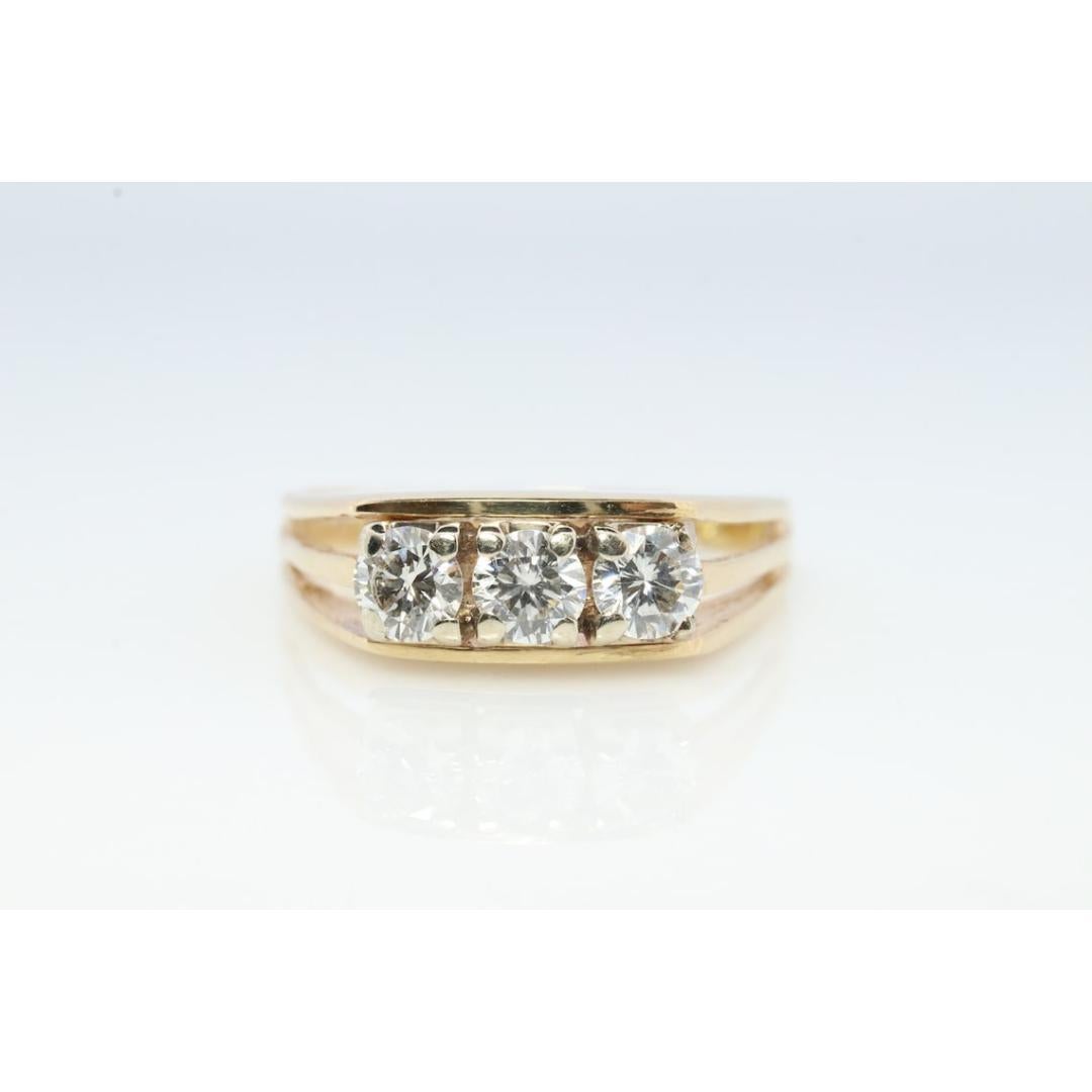 Anello Trio con diamanti 14k. Anello TRILOGY a 3 pietre con diamante da 1/2ctws. Anello di fidanzamento. in vendita 5