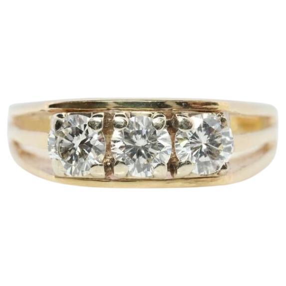 14k Diamond trio ring. TRILOGY 3 stone Diamond 1/2ctws Ring. Engagement Ring.