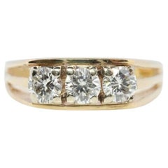 14k Diamond trio ring. TRILOGY 3 stone Diamond 1/2ctws Ring. Engagement Ring.