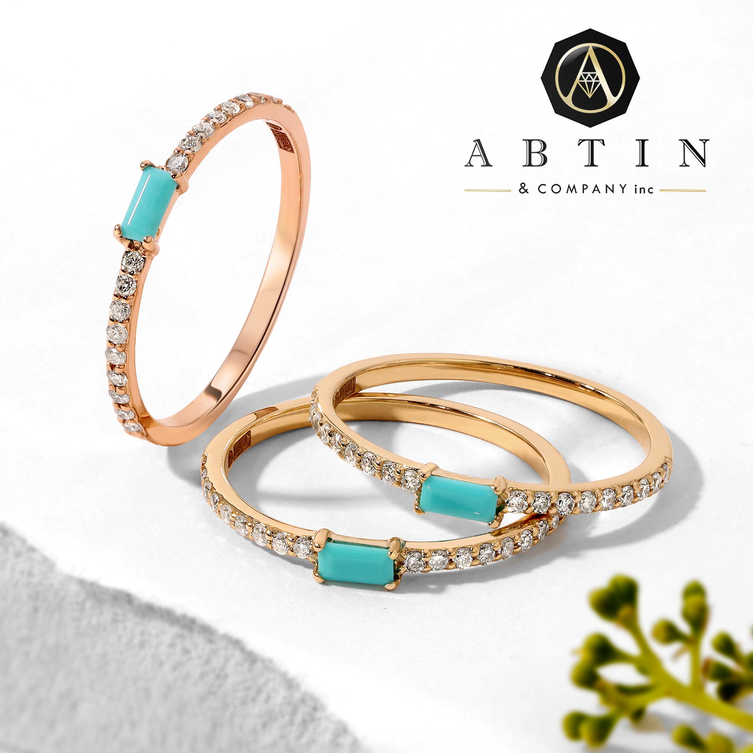 Crafted in 14K gold, this delicate ring has a centerpiece of baguette-shaped genuine turquoise surrounded with gleaming round diamonds. Stunning when worn alone or when paired with your favorite stack.
Key Points:
Gold Weight: 1.20 gr
Diamond