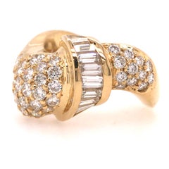 14K Diamond Twist Band Yellow Gold