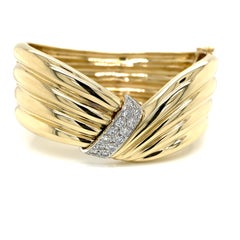 14k Diamond Twist Bangle Two-Tone Gold